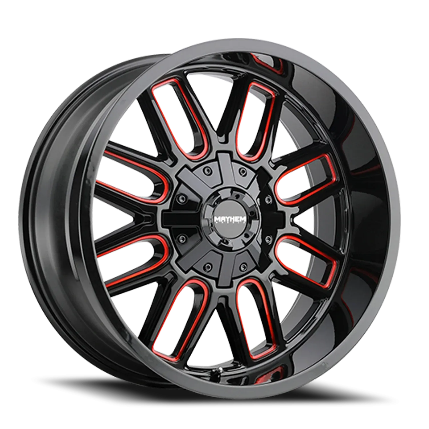 MAYHEM COGENT 8107 GLOSS BLACK MILLED PRISM RED 18X9 GLOSS BLACK/MILLED SPOKES